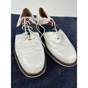 FootJoy Golf Shoes Mens 9M White Saddle Spiked Leather 53909